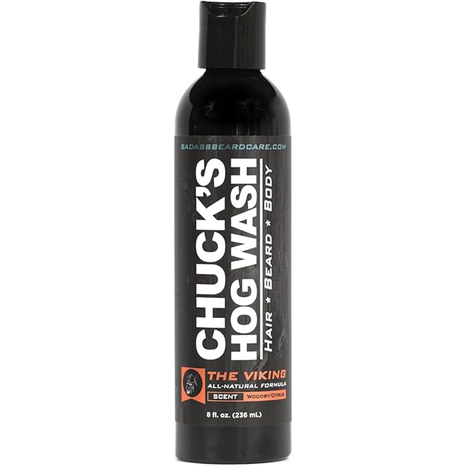 Badass Beard Care Chuck's Hog Wash - All Natural and Body Wash - The Viking Scent, 8 oz - Leaves Your Softer than its Ever Been and is Suitable for Daily Use